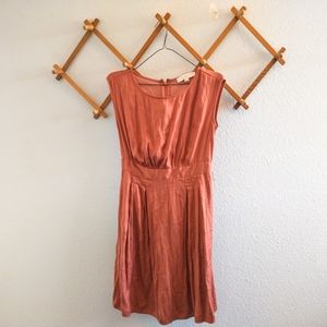 LOFT Satin Orange/ Terracotta Flowy Dress